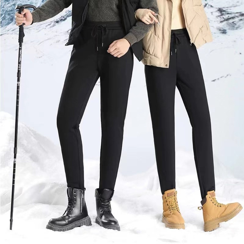 001 Pantaloni softshell unisex in piumino d'oca, impermeabili, antivento, invernali, neri, spessi e caldi, da uomo, con anatra bianca_voghion.com