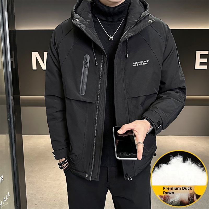 Winterdaunenjacke im gleichen Stil für Herren, trendige Marke, attraktive Kapuzenjacke, Arbeitskleidung, dicker, warmer Mantel_voghion.com