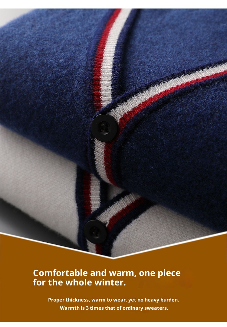 Ragazzo Ragazzo Autunno Inverno Cardigan in lana di medio spessore con scollo a V da uomo Color-Block Sho Maglione a maniche lunghe Giacca casual ampia Base_voghion.com