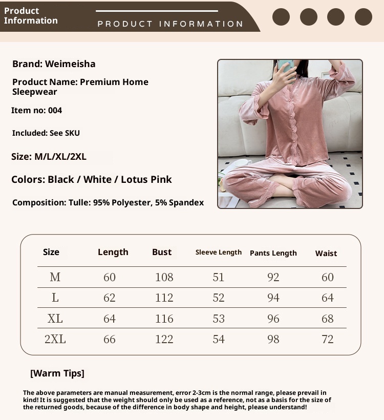 ChicShe Beautiful Velvet Pajamas Autumn Winter Women Lace Cardigan Long Sleeve Set Sexy Elegant Wearable Homewear_voghion.com