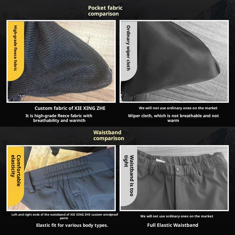 001 Herren Softshell Wanderhose, Outdoor-Hose, Damen Herbst Winter, gefüttert, dick, warm, locker, wasserdicht, Fleece-Skihose_voghion.com