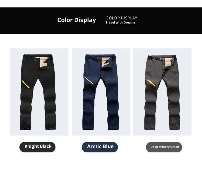 001 Herren Softshell Wanderhose, Outdoor-Hose, Damen Herbst Winter, gefüttert, dick, warm, locker, wasserdicht, Fleece-Skihose_voghion.com