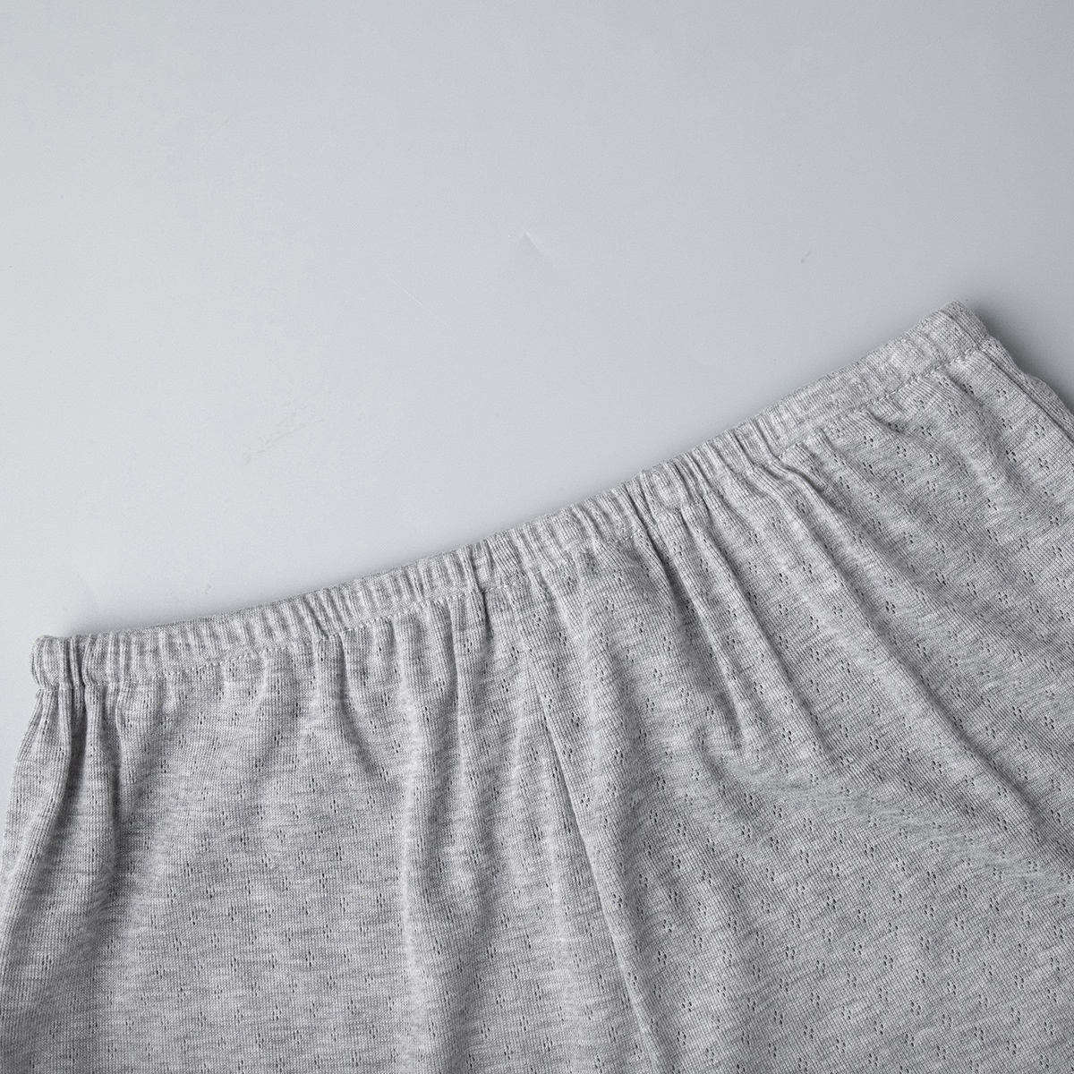 ChicShe Cross-Border Gray Long-Sleeve Shorts Pajama Set European And American 2025 Spring New Knitted Pajamas Export Home Wear_voghion.com