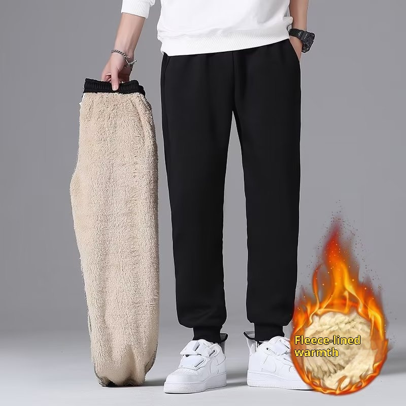 boy Autumn Winter Sweatshirt Fleece Lined Thickened Sports Casual Cotton Jacket Men's Warm Lamb Wool Loose Hooded Cardigan_voghion.com