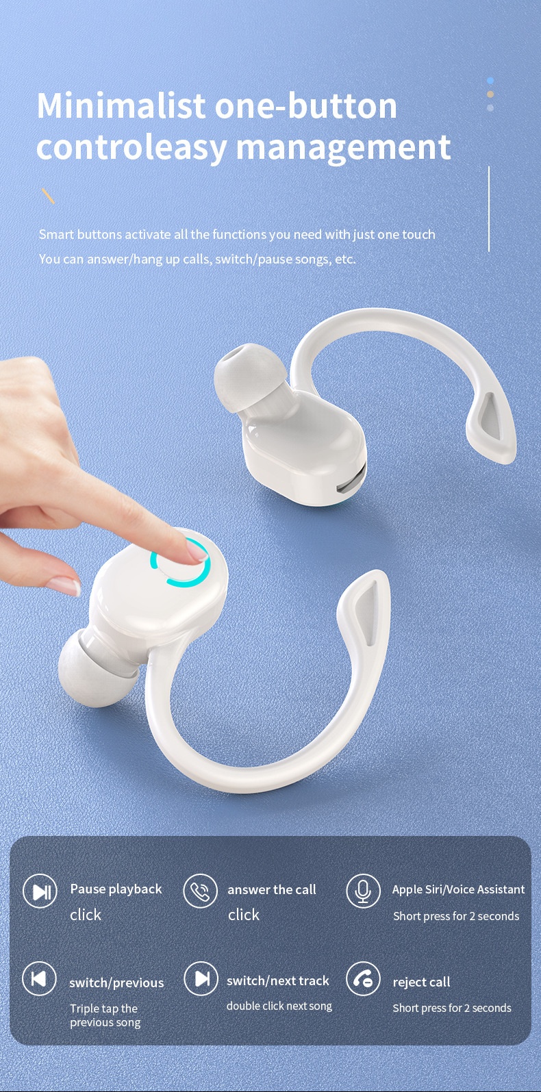 3c Hot-selling W6 Bluetooth Single Ear Hook Wireless Sports Earphone Cross-border Wholesale_voghion.com