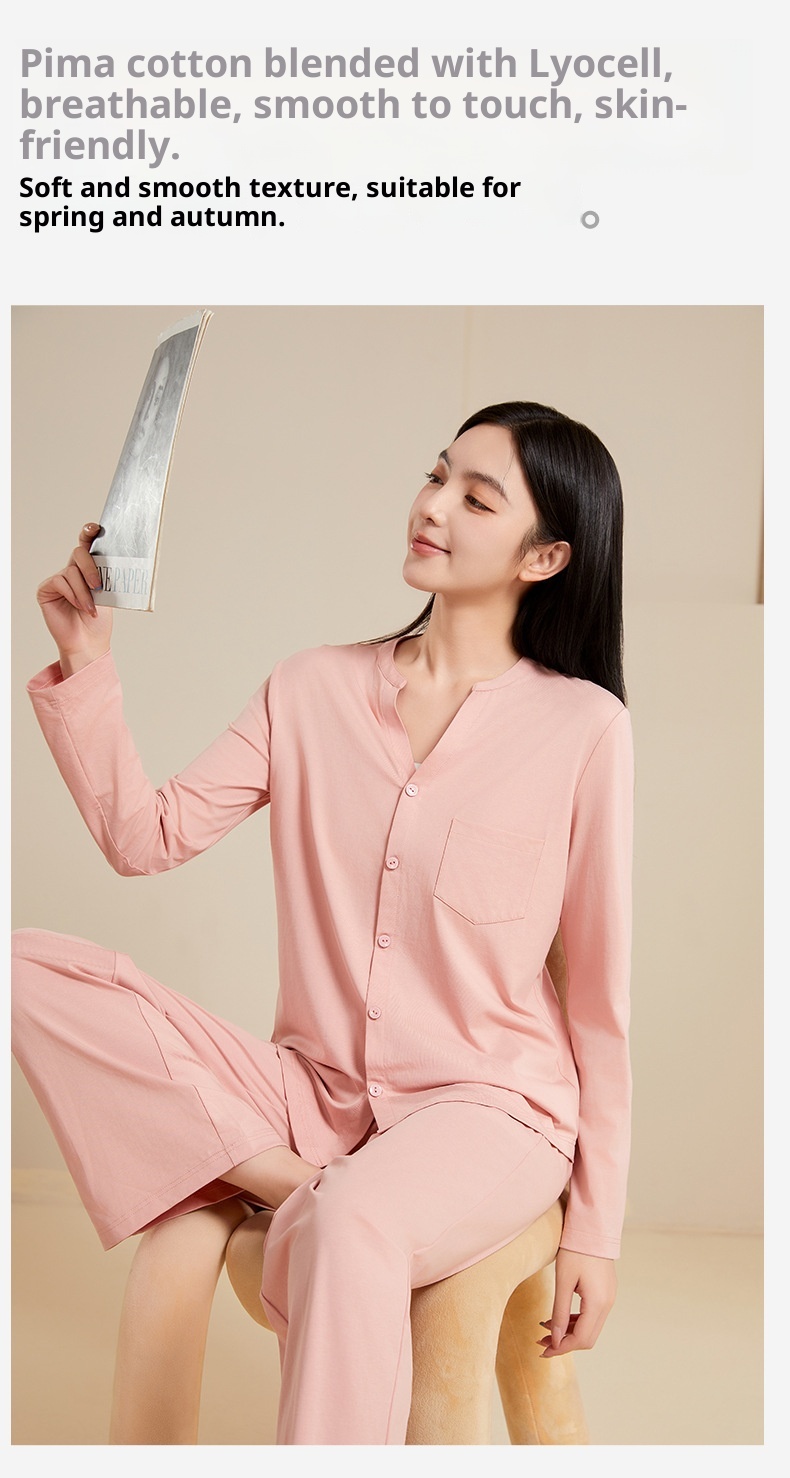 ChicShe Classe A Pigiama da donna in Tencel, traspirante, antibatterico, a maniche lunghe, autunnale, in cotone, per la casa, Xinjiang_voghion.com
