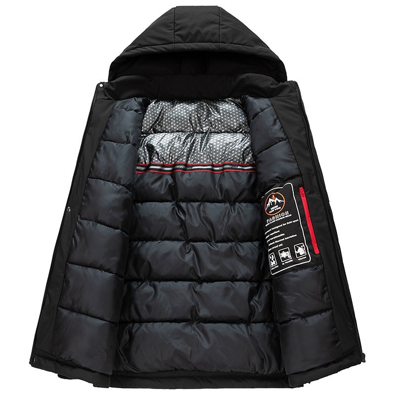 Jaqueta masculina de inverno com capuz, estilo softshell, em algodão espesso com grafeno._voghion.com