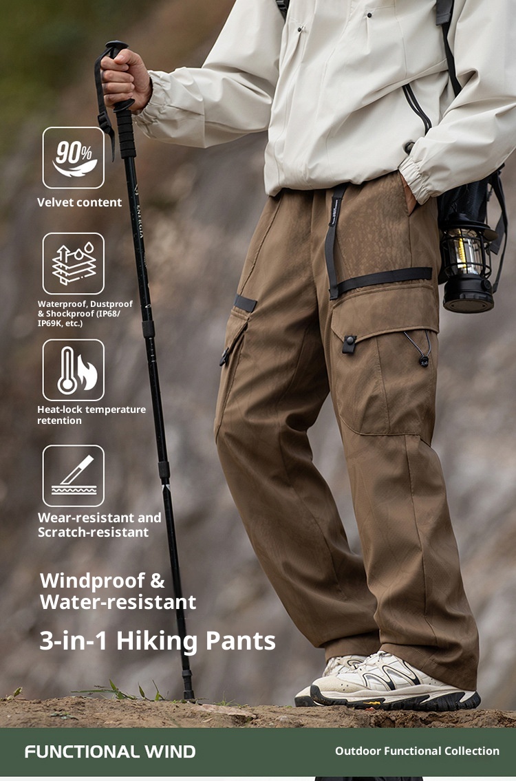 001 Camel HJCAMEL Giacca da esterno staccabile da uomo, pantaloni cargo sportivi larghi invernali nuovi_voghion.com