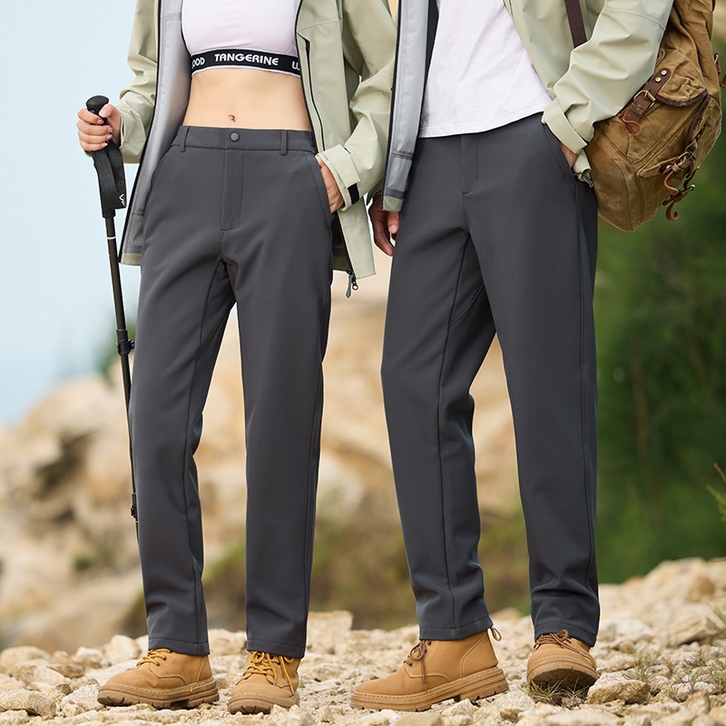 001 JHOD351624 Pantaloni dritti elasticizzati antivento impermeabili foderati in pile, spessi e caldi_voghion.com