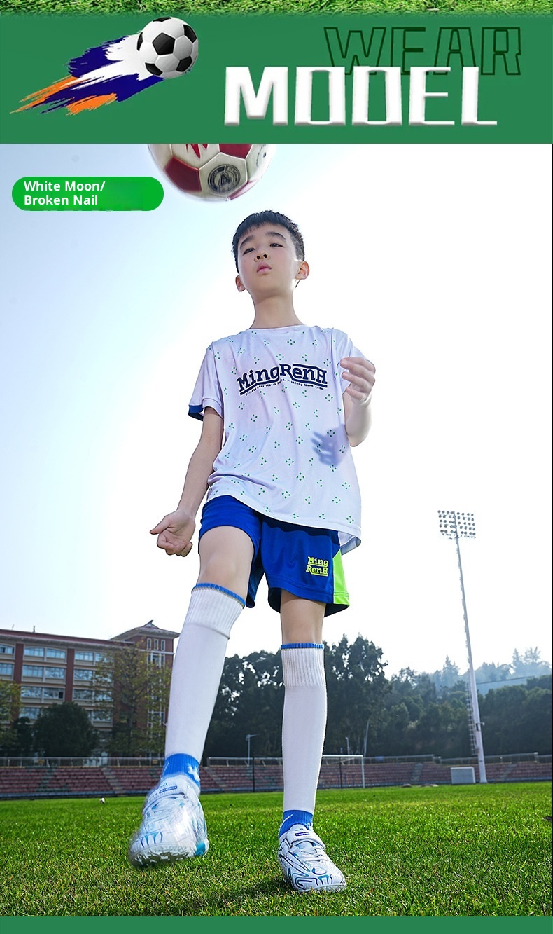 ShoeGlobe Children's Youth Football Broken Studs For Boys Students Big Kids Competition Soccer Grass Training Shoes With Velcro_voghion.com