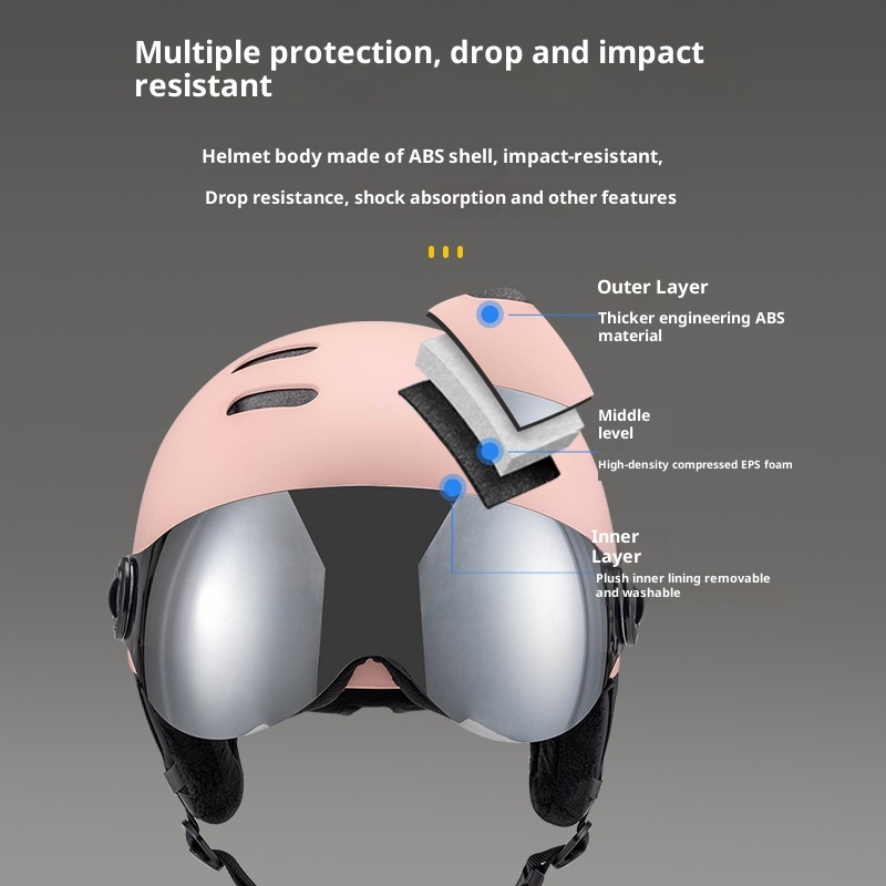 001 Gafas de esquí y nieve para deportes al aire libre, nuevas, transfronterizas, integradas, para hombre y mujer, con casco para esquí y snowboard, cálidas y seguras._voghion.com