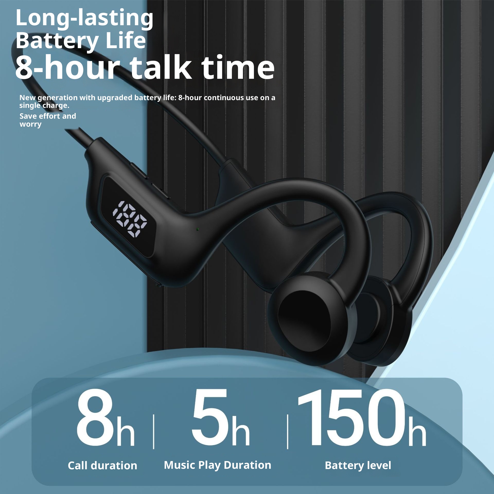 3c Écouteurs intra-auriculaires à conduction osseuse de deuxième génération, Bluetooth, son, autonomie ultra-longue, contour d'oreille, best-sellers_voghion.com