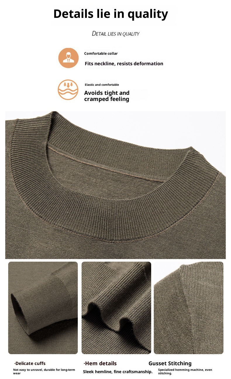 Maglione da uomo in lana lavorata a maglia a collo alto, sottile e lavabile in lavatrice, di alta qualità, per uomini giovani e di mezza età_voghion.com