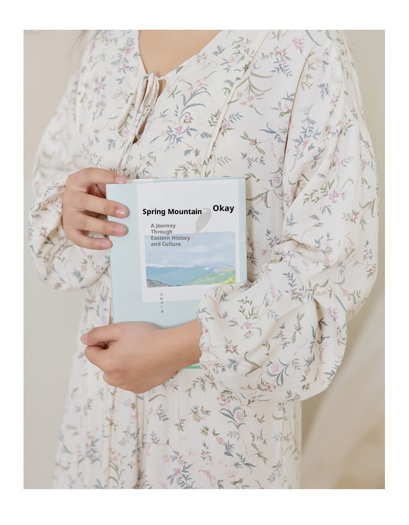 ChicShe Spanish O Marka Kadın İlkbahar Yaz Gül Uzun Kollu Vintage Küçük Çiçekli Pamuklu Rayon Pijama Takımı Kadınlar İçin_voghion.com