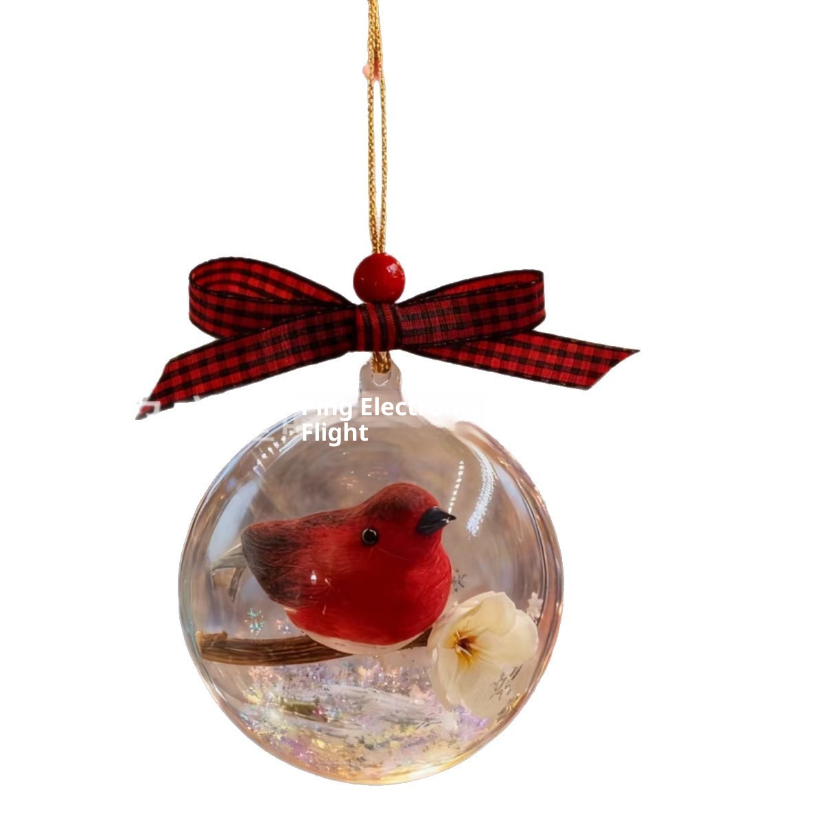 Lillian Cross-Border Tree Ornaments Transparent 3D Red Simulation Robin Bird Decoration Ball Christmas_voghion.com