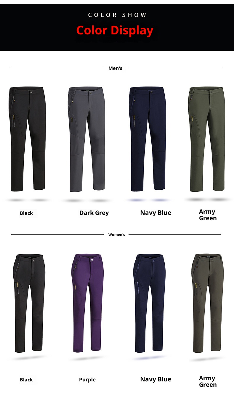 001 Outdoor Softshell Men Winter Fleece Soft Shell Thickened Hiking Women Warm Pants Waterproof Windproof Trendy Brand_voghion.com