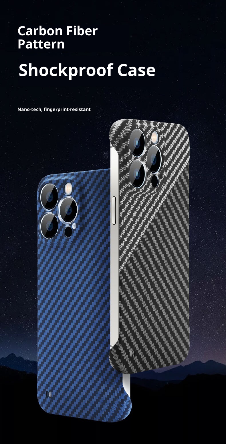 TechGlobe Suitable For 15 Pro Max Phone Carbon Fiber Color-Block PC Hard Case IPhone 14 Ultra-Thin Edgeless Protective Cover_voghion.com