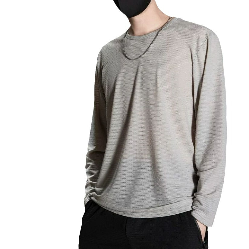 Langarmshirt für Herren, ideal für den Sommer, zum Schutz vor der Sonne, dünn, schnelltrocknend, sportlich, weiß, locker geschnitten, Übergröße, aus Eisseide_voghion.com