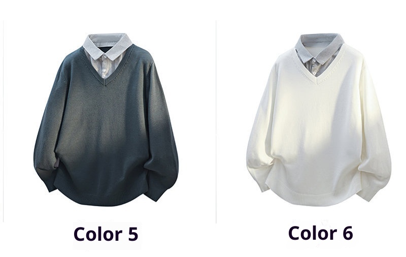 ragazzo Ragazzo Ragazzo Commercio Estero Transfrontaliero Dropshipping Trdy Nuovo 2025 Autunno Camicia Colletto Due Pezzi Maglione Pullover Per_voghion.com