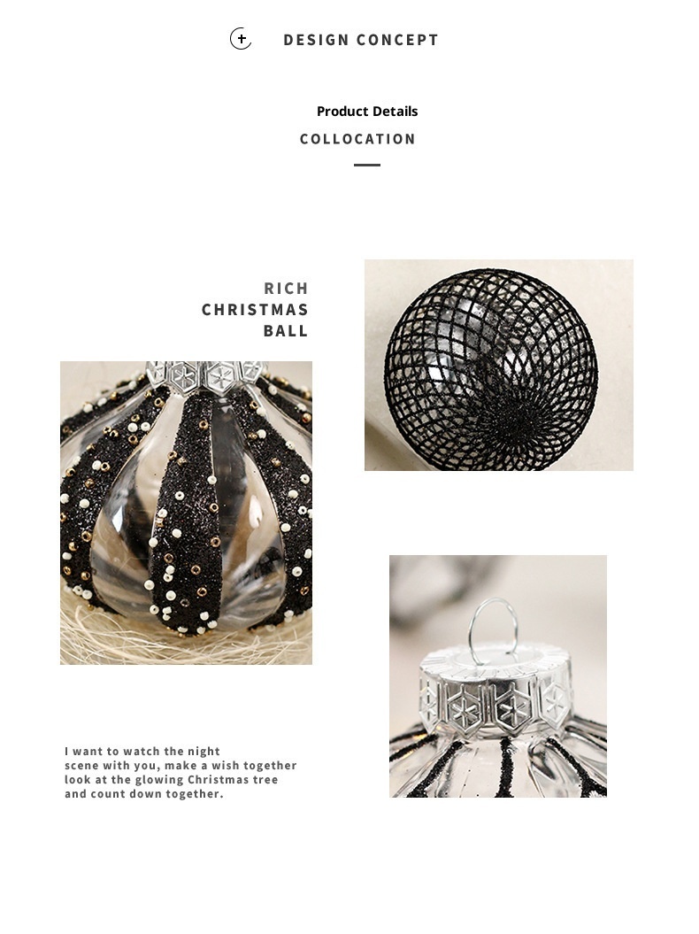 Lillian Electroplated Ball 8cm Christmas Tree Pendant Champagne Color Hanging Ornament Decoration Set 6cm Gold Wholesale_voghion.com