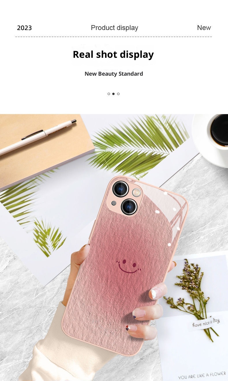 TechGlobe Oil Painting Smiley Face Compatible With 16 Phone Case IPhone 14 Pro Max Full Coverage 8 Plus/7 Glass XR 11/12_voghion.com