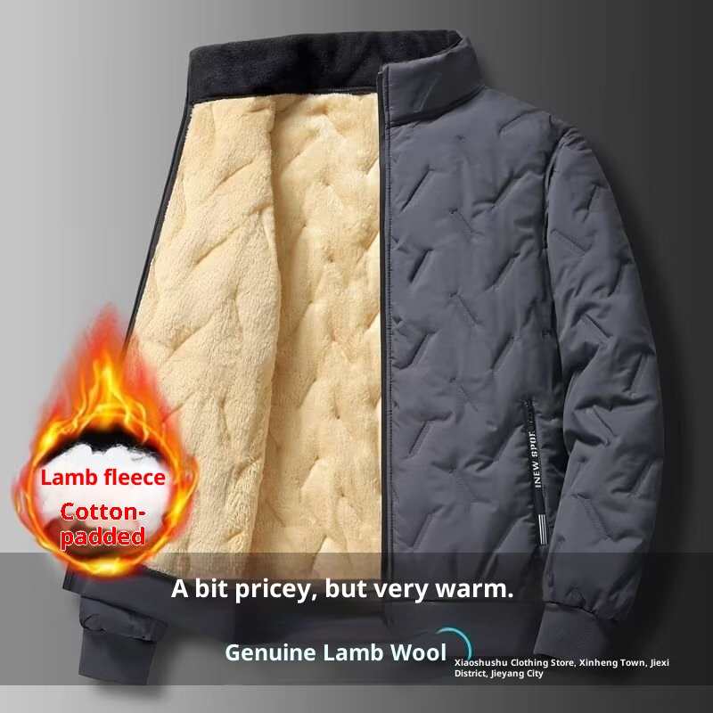 boy Source Manufacturer Plus Size Ultrasonic Lamb Wool Men's Warm Thickened Coat Casual Loose Outerwear Cotton Padded Jacket_voghion.com