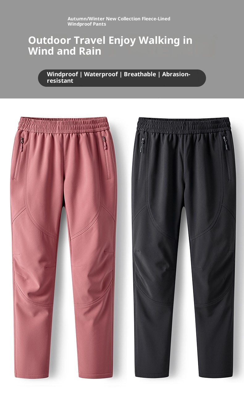 Calças compridas femininas grossas e quentes para atividades ao ar livre, com aquecimento de grafeno, ideais para o inverno. Tamanhos grandes para homens. Forro de lã impermeável._voghion.com