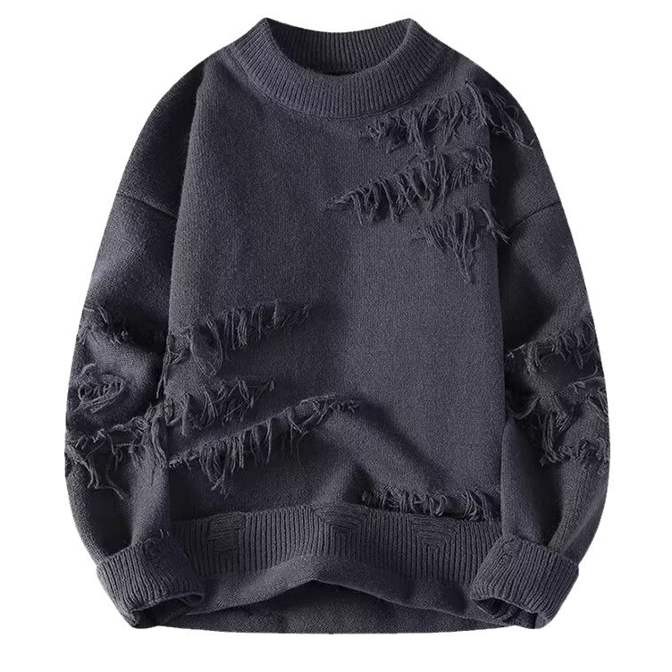 Maglione invernale da uomo alla moda, tinta unita, versatile, girocollo, manica lunga, strato di base spesso, stile giapponese, pigro_voghion.com