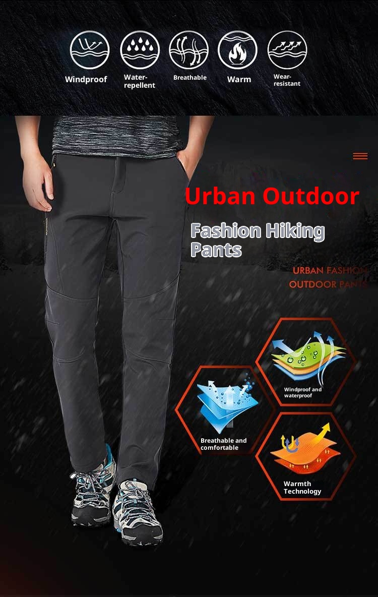 001 Soft Shell Softshell Men Women Fleece-Lined Ski Thickened Warm Outdoor Fleece Hiking Pants_voghion.com