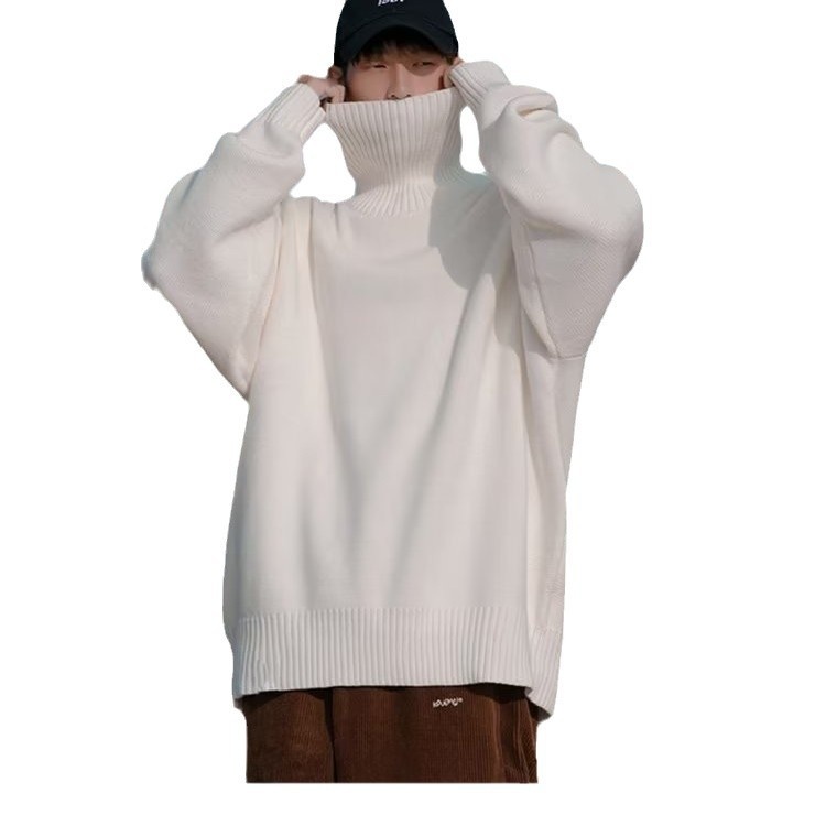 boy Turtleneck For Men Winter New Style Lazy High-End Feel Men's Base Shirt Thick Loose Inner Knitted Sweater_voghion.com