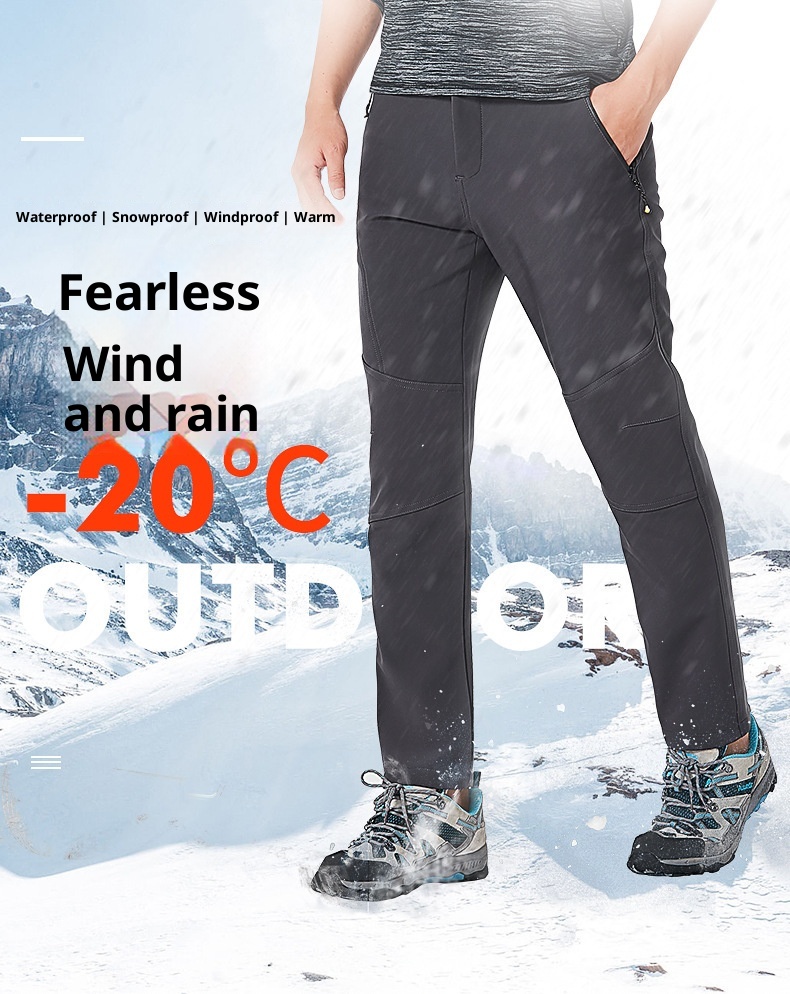 001 Outdoor Softshell Men Winter Fleece Soft Shell Thickened Hiking Women Warm Pants Waterproof Windproof Trendy Brand_voghion.com