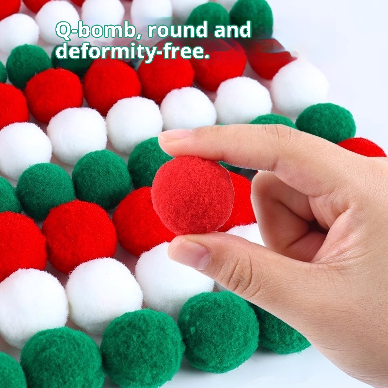 Kit de decoración navideña para árbol de Navidad Lillian Red Green White para niños: pompones hechos a mano, material adhesivo creativo._voghion.com