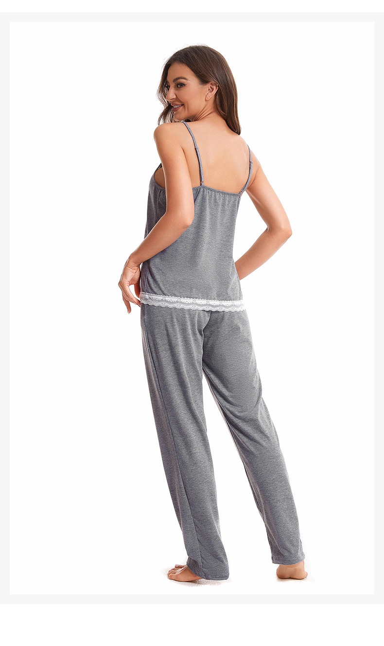 ChicShe Exclusive Cross-Border Women's Cotton Camisole Nightgown Three-Piece Set Homewear European And American Style_voghion.com