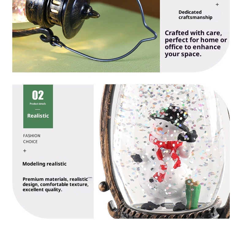 Lillian Decorations Crystal Ball Glowing Handheld Oil Lamp Snow Floating Light Gift Christmas Tabletop Ornament_voghion.com