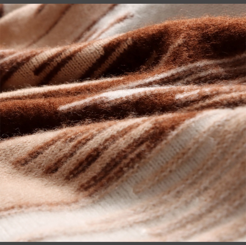 boy Boy Boy 100% Pure Wool Sweater For Men, Round Neck, Color Block Gradient, Thickened, Loose Fit, Business Casual Cashmere Knitted_voghion.com