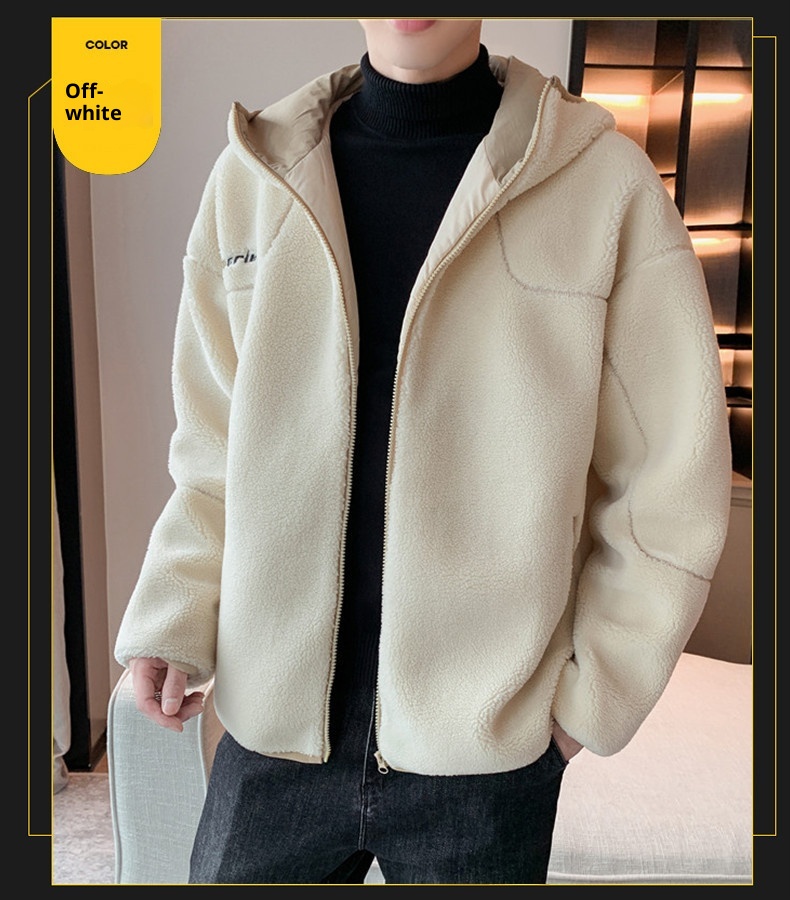 boy Lamb Wool Plush For Men, Autumn 2024 New Style, Particle Fleece Winter Coat, Trendy Brand, Fleece-Lined And Thickened_voghion.com