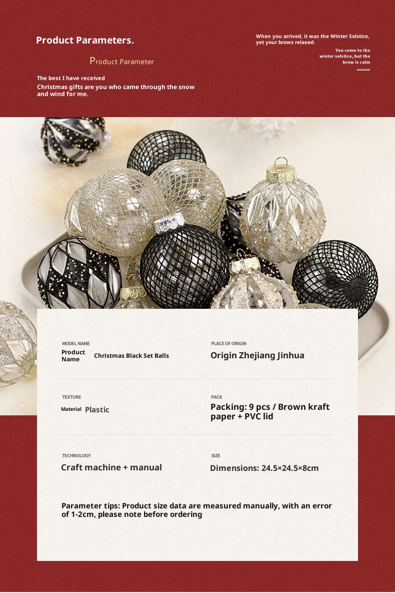 Lillian Electroplated Ball 8cm Christmas Tree Pendant Champagne Color Hanging Ornament Decoration Set 6cm Gold Wholesale_voghion.com