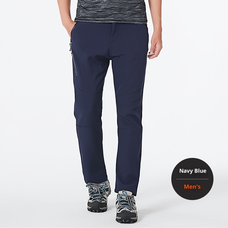 001 Soft Shell Softshell Men Women Fleece-Lined Ski Thickened Warm Outdoor Fleece Hiking Pants_voghion.com