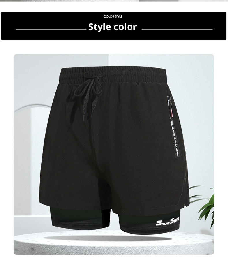 001 001 Herren Doppellagige Badehose, schnelltrocknend, Anti-Peinlichkeits-Badehose, Strandshorts, Badebekleidung für heiße Quellen, Set_voghion.com