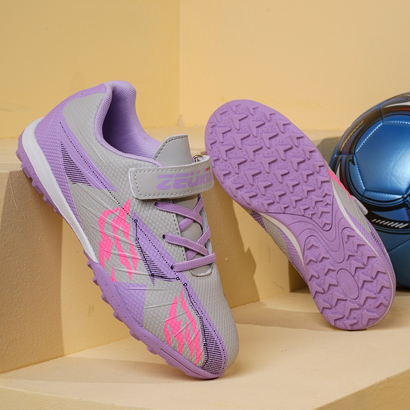 ShoeGlobe Zhizu Brand Soccer Children, No-Tie Shoelaces, Buckle TF Rubber Sole, Artificial Turf Training Shoes For Primary And_voghion.com