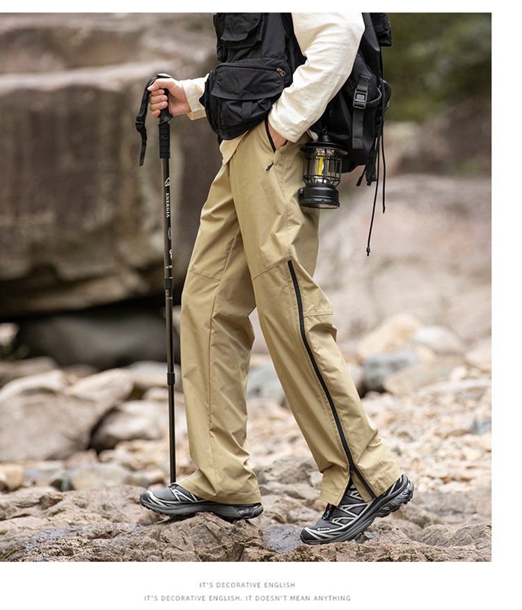 001 Spring And Autumn Outdoor Waterproof Hiking Men, Functional Zipper Straight Leg Cargo Casual Pants For Men_voghion.com