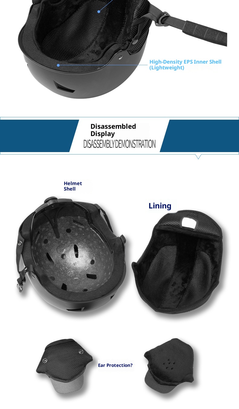 001 Neuer winddichter Skihelm mit Ohrenschutz, warm, für Erwachsene, Unisex, Snowboard- und Fahrradhelm, Winterhelm_voghion.com