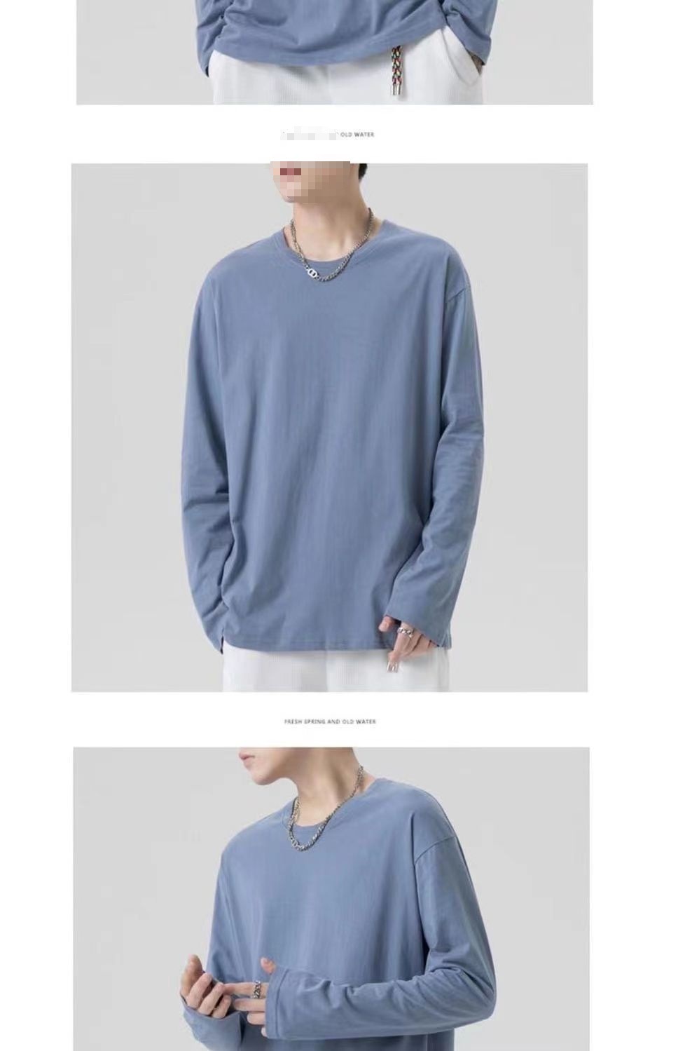 Maglietta a maniche lunghe da uomo in tinta unita, outfit da coppia, maglietta in stile giapponese, intimo, felpa girocollo_voghion.com