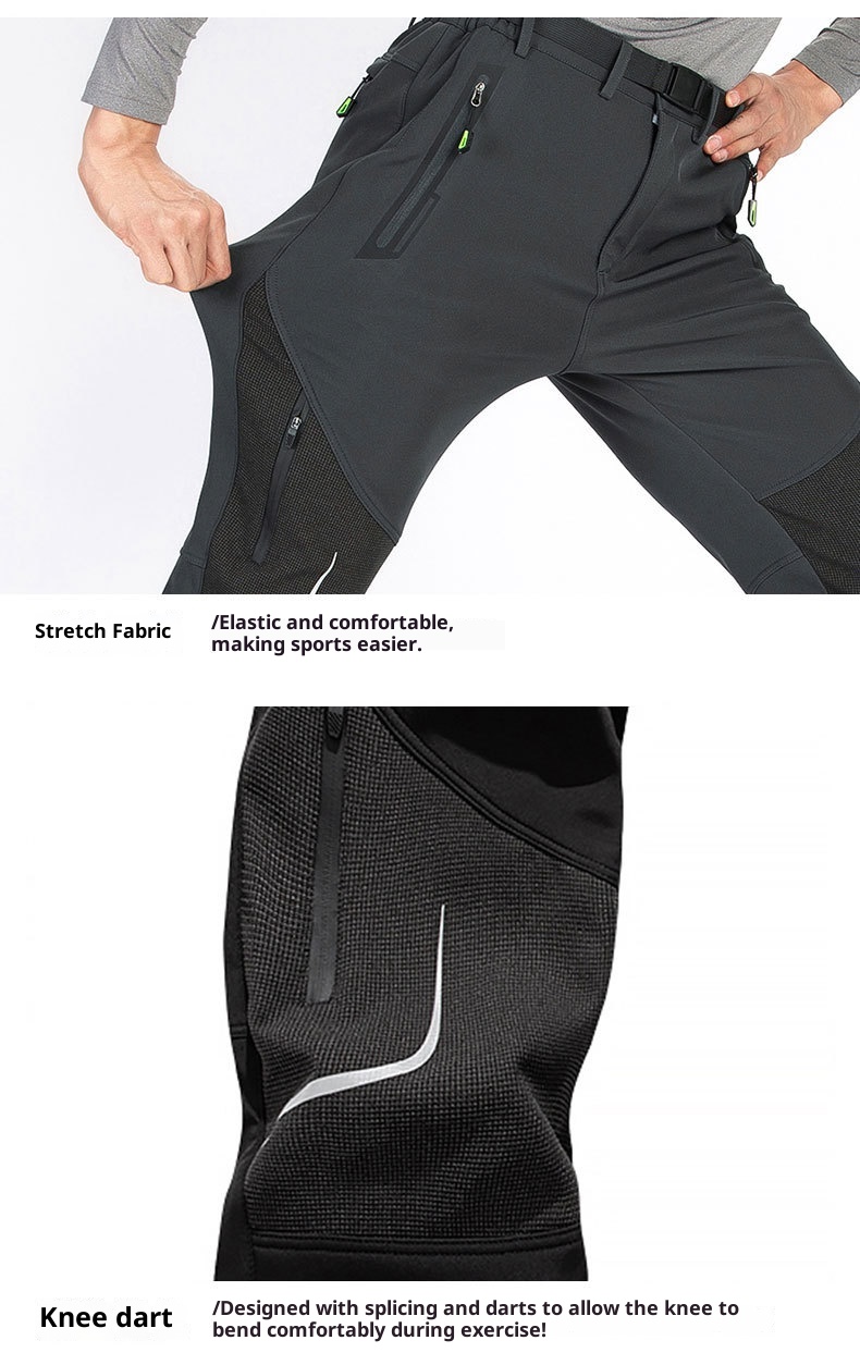 001 Plus Size Men's Outdoor Fleece Skiing Hiking Autumn Winter Thickened Warm Waterproof Wear-resistant Soft Shell Pants_voghion.com