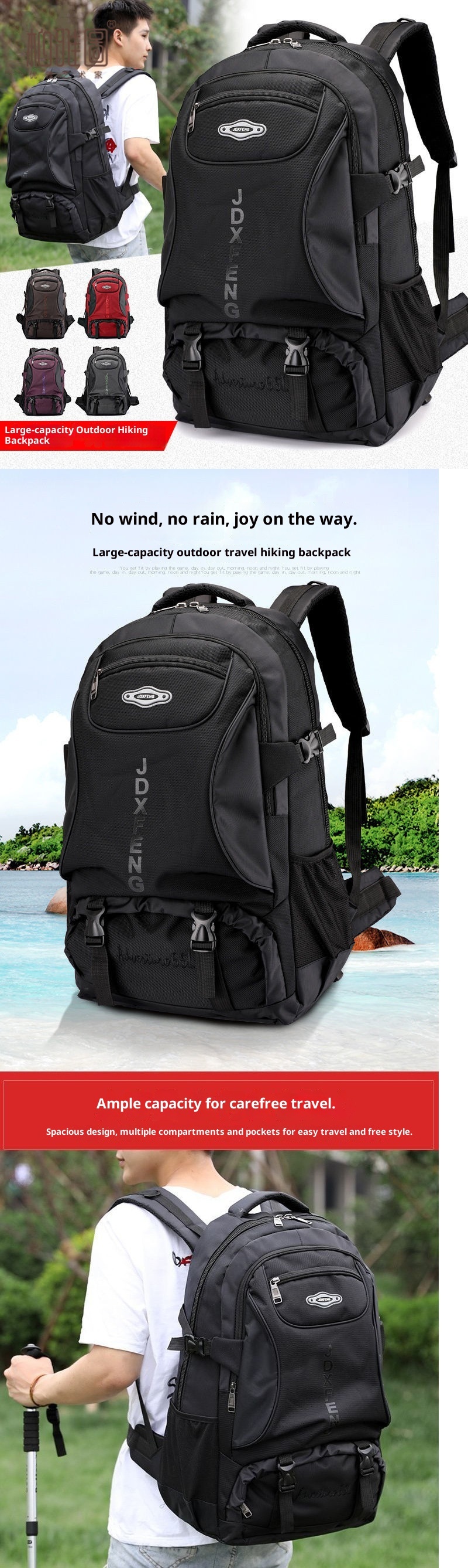 ActiveGo Outdoor Men Large Capacity Travel Casual Hiking Backpack Women Sports Waterproof Tourism Climbing Bag_voghion.com