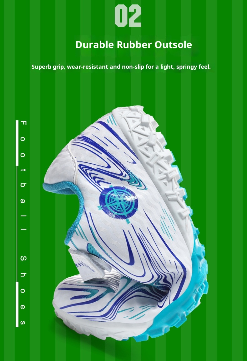 ShoeGlobe Children's Youth Football Broken Studs For Boys Students Big Kids Competition Soccer Grass Training Shoes With Velcro_voghion.com