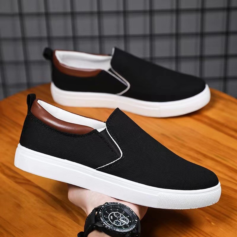 Scarpe da donna in tela traspirante basse e piatte per il commercio estero giapponese e coreano, scarpe slip-on di grandi dimensioni transfrontaliere._voghion.com