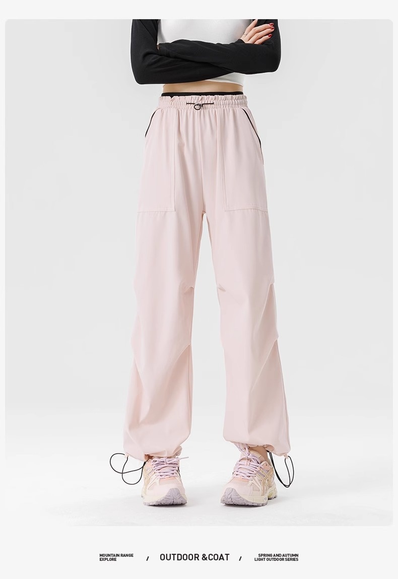 001 Woodpecker Pantalones casuales de verano para mujer, largos, con cordón, sencillos, de cintura alta, adelgazantes, de pierna ancha, para exteriores, para hombre_voghion.com