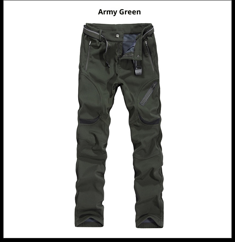 001 Outdoor Soft Shell Plus Extra Large Man Big Size Four-Way Stretch Fat Gothic Style Cargo Fleece-Lined Pants_voghion.com