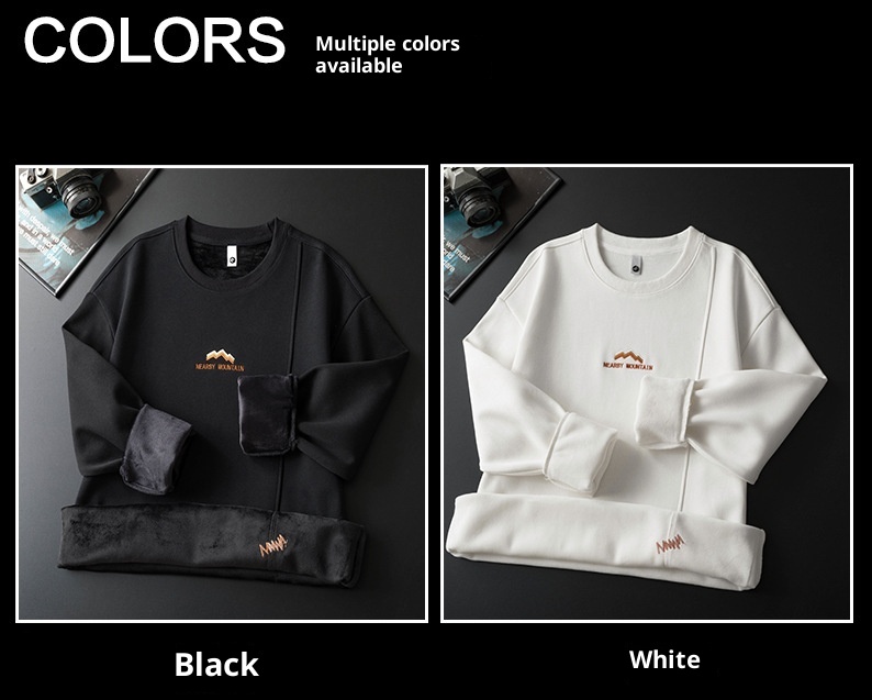 Felpa invernale imbottita con fodera in pile Anyang per uomo 2024, nuovo strato di base con scollo rotondo, calda e casual da uomo_voghion.com